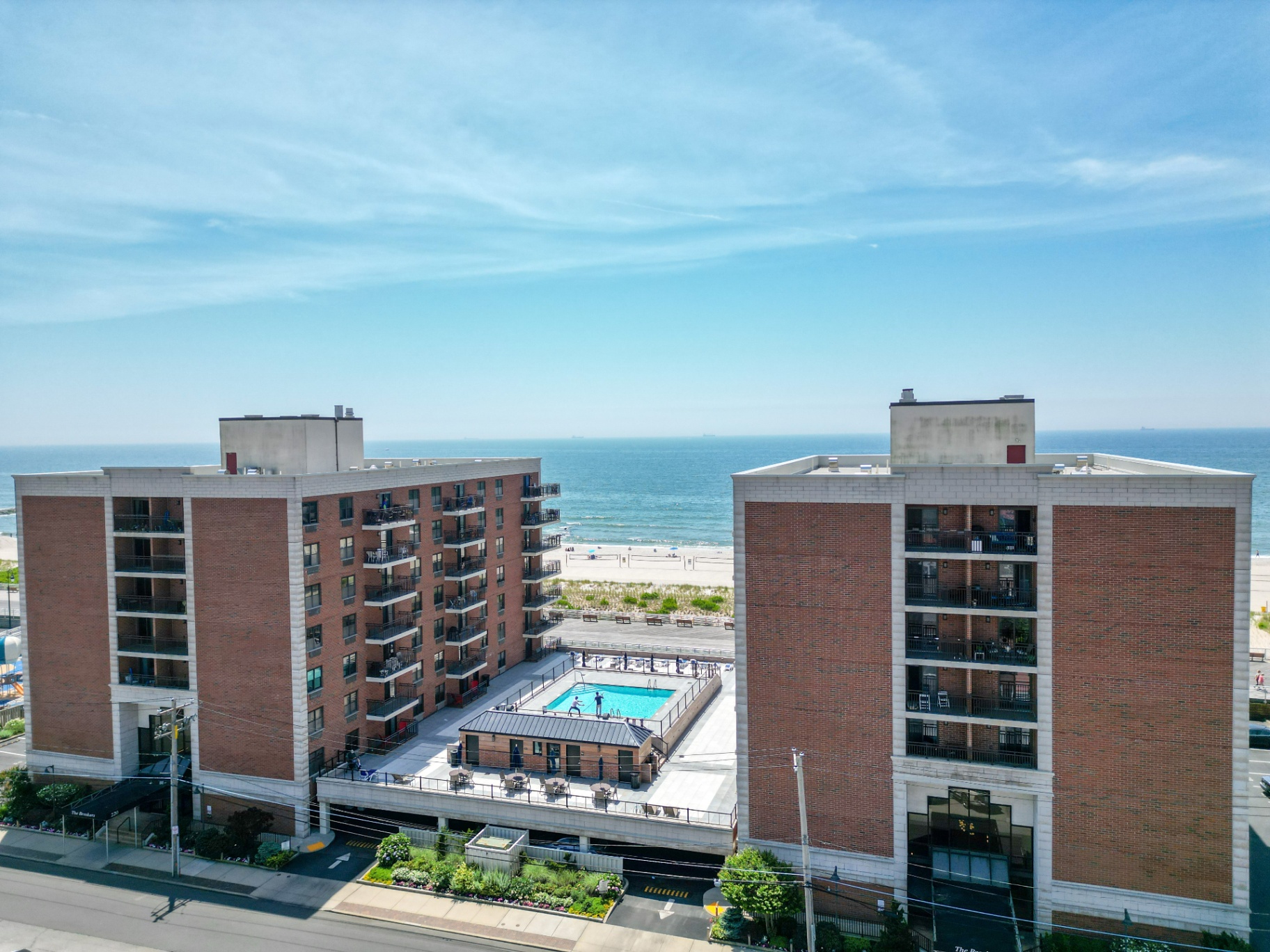 Oceanfront Rooftop Pool — Drone Photography in 230 W Broadway, Long Beach, NY